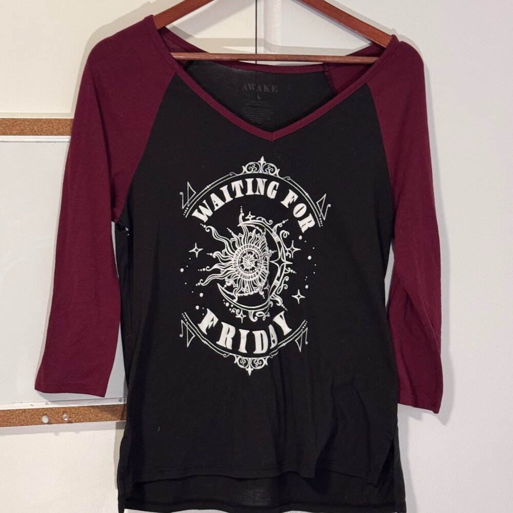 Awake Red & Black Graphic Long Sleeve T-Shirt Size Large Streetwear Tee